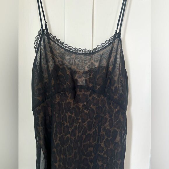 Private Luxuries Black Leopard & Lace Lingerie  Reversible Slip Dress sz XL - Picture 8 of 9